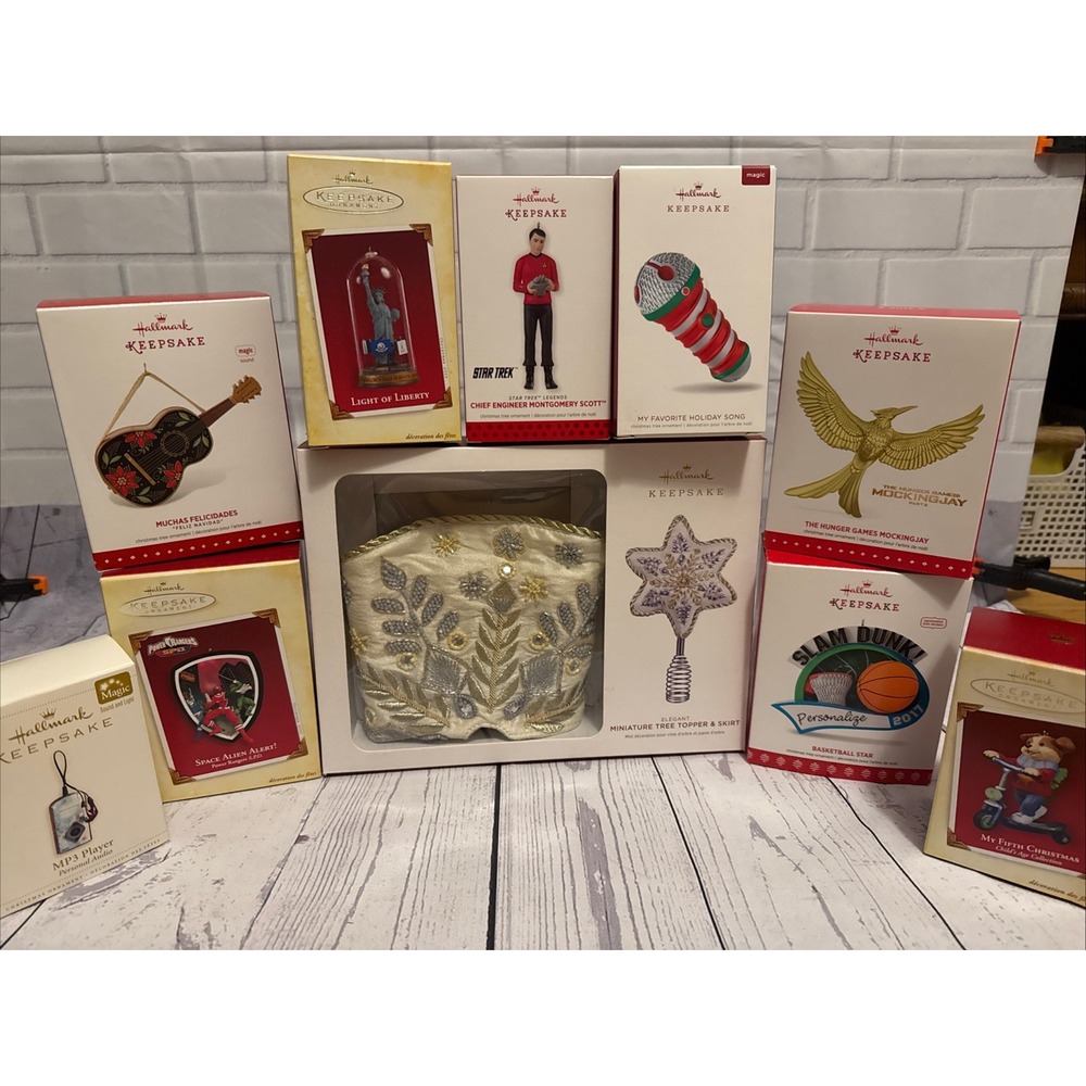 Lot of 10 Hallmark Keepsake Christmas Ornaments Star Trek Hunger Games More